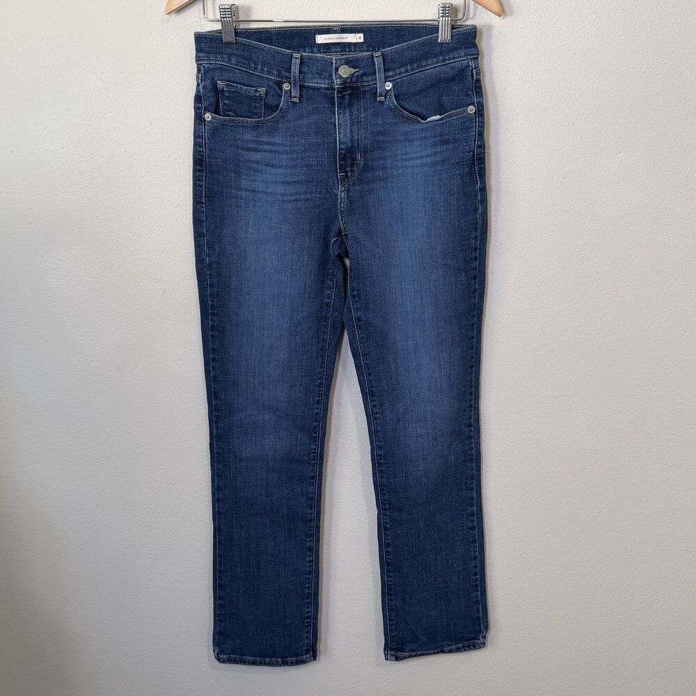 Levis Classic Straight Jeans Womens Size 4 Medium Wash Blue Denim Mid Rise